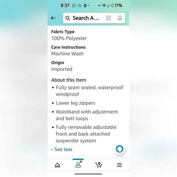 Phibee Unisex, Black, Adjustable, size 8/10 Waterproof snow/ski pants. - Picture 11 of 11